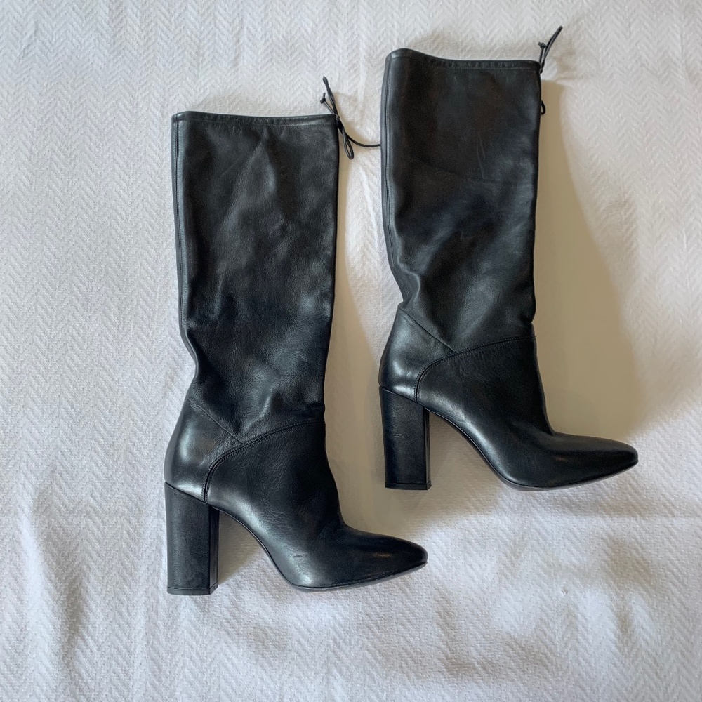 Made in Italy Leather Boots, Size 37, Black